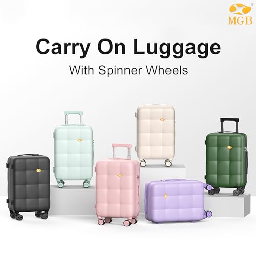 MGB Hardshell Carry On Luggage with Spinner Wheels & Built-in TSA Lock,PC Durable Suitcase Rolling Luggage with Scratch-Resistant Surface, Charcoal Grey - color: Charcoal Grey, size: Carry-On 20 Inch