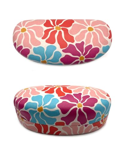 JAVOedge Style Eyeglass & Sunglasses Case - Extra Large Hard Shell Protective Case with Cleaning Cloth - color: Pastel Petal