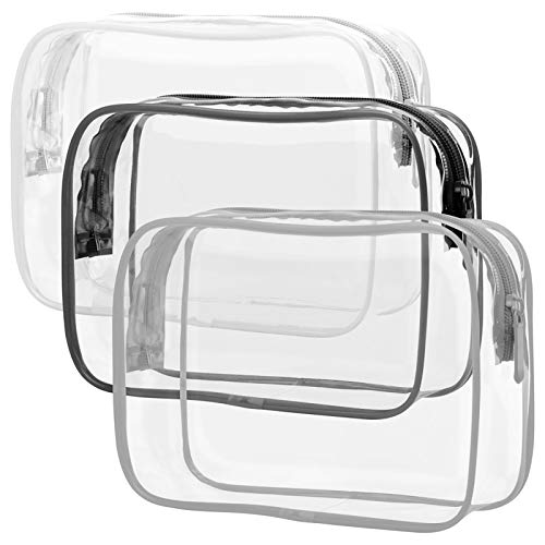PACKISM TSA Approved Toiletry Bag - Clear Makeup Bag, Black White Grey - color: Black White Grey, size: Medium Set
