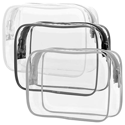 PACKISM TSA Approved Toiletry Bag - Clear Makeup Bag, Black White Grey - color: Black White Grey, size: Medium Set