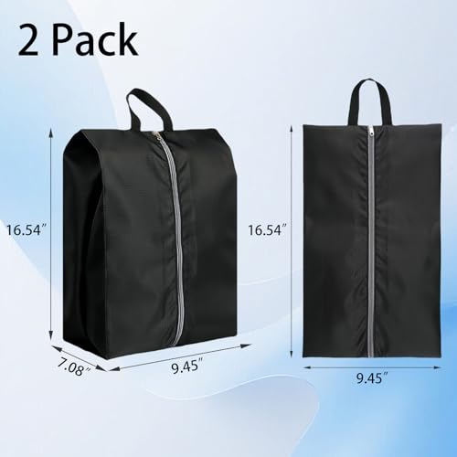 2 Pack Extra Large Zippered Packing Organizers, Lining Portable Shoe Cases for Men & Women - color: Black