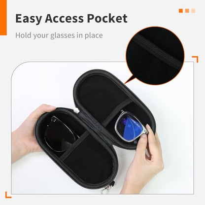 Double Eyeglasses Case, Hard Shell Dual Sunglasses Organizer with Zipper Clip Travel Glasses Storage for Women Men - color: Mandala Totem