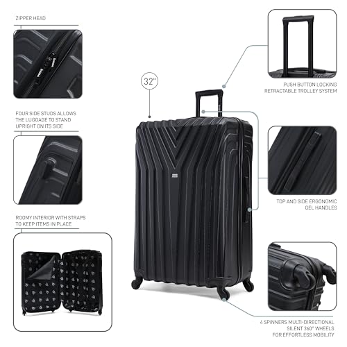 InUSA VASTY Luggage with Spinner Wheels | Durable Lightweight Hardside Suitcase, Travel Bag with Handle and Trolley, 32-Inch Extra-Large Checked Luggage | Black - color: Black, size: 32 Inch
