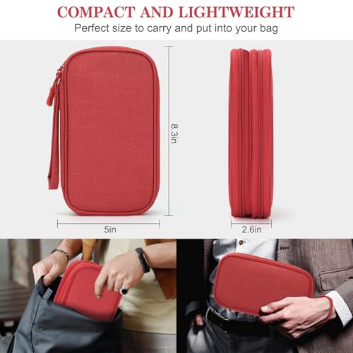 FYY Electronic Organizer, Travel Tech Pouch Bag, Medium, Red - color: Red, size: 8.3 x 5 x 2.6 inches