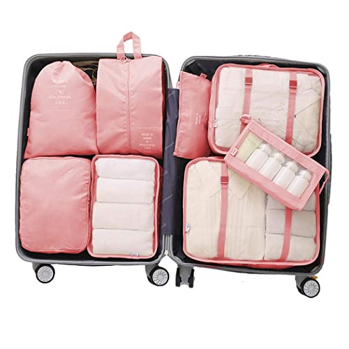 Luggage Packing Organizers Packing Cubes Set for Travel - color: pink 8pc