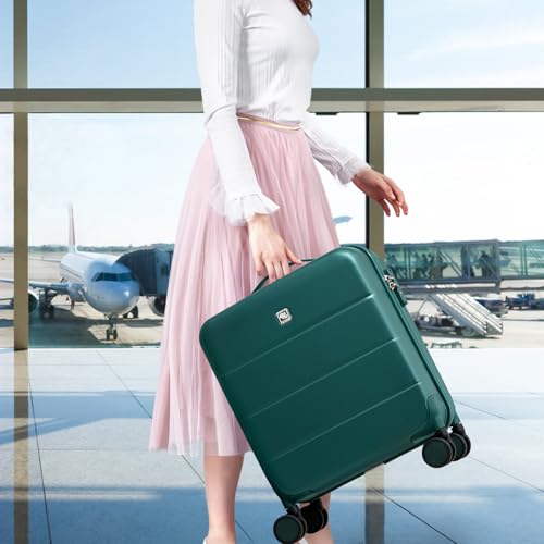 Hanke Underseat Carry On Luggage with Wheels, Hardside Small Suitcase - color: Blackish Green, size: 16 Inch