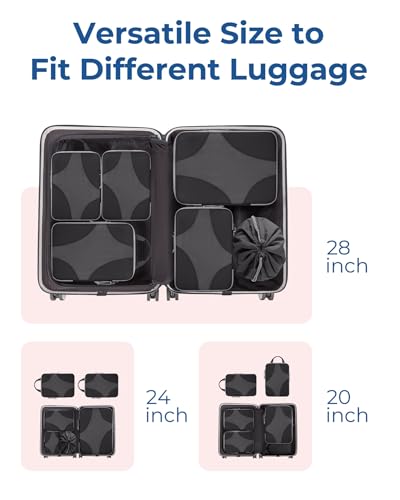Bagsmart Compression Packing Cubes, Travel Bag Cruise Ship Essentials - color: Black