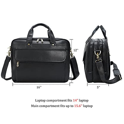 Polare Napa Leather 16" Business Briefcase Laptop Messenger Bag for Men