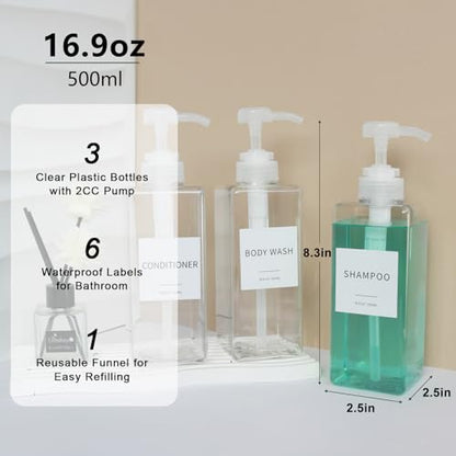 Shampoo and Conditioner Dispenser for Bathroom, Shower Soap Bottles Clear - color: Clear