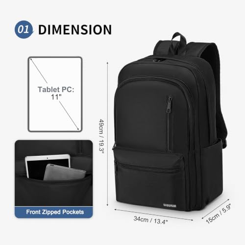 Laptop Backpack for Men & Women 15.6 Inch Office Anti Theft, Black - color: Black