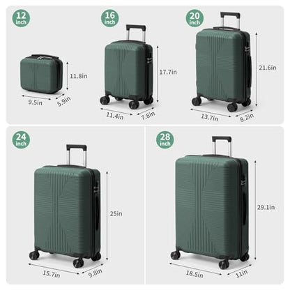 Karl home Luggage Sets 4 Piece, Dark Green, 16/20/24/28" - color: Dark Green, size: 4 Piece Set (16in/20in/24in/28in)