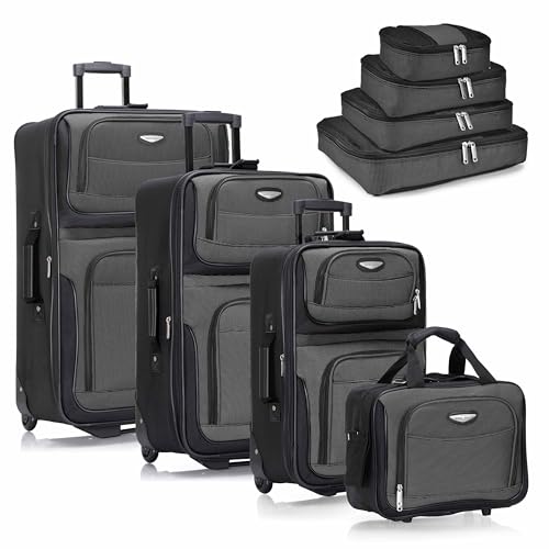 Travel Select Amsterdam Softside Expandable Luggage with Rolling Wheels, Gray, 8-Piece Set (15/21/25/29) with Packing Cubes - color: Gray, size: 8-Piece Set (15/21/25/29) with Packing Cubes