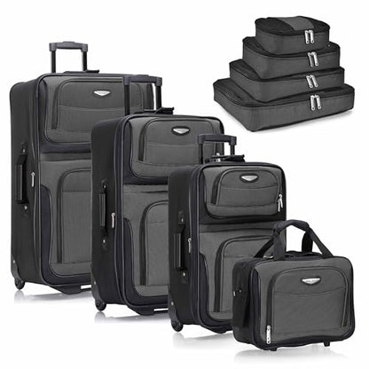 Travel Select Amsterdam Softside Expandable Luggage with Rolling Wheels, Gray, 8-Piece Set (15/21/25/29) with Packing Cubes - color: Gray, size: 8-Piece Set (15/21/25/29) with Packing Cubes