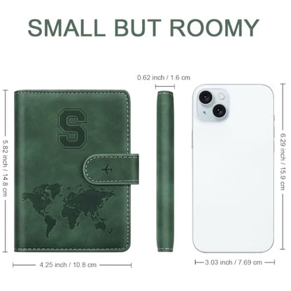 Passport Holder Wallet Cover Personalized Initial Travel Essentials - color: Pine Green, size: S
