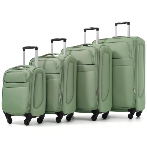 RIGO Softside 4 Piece Luggage Set, Expandable Suitcases with Spinner Wheels & TSA Lock, Lightweight Polyester Travel Luggage 18/22/26/30 Inch