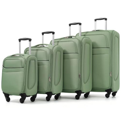 RIGO Softside 4 Piece Luggage Set, Expandable Suitcases with Spinner Wheels & TSA Lock, Lightweight Polyester Travel Luggage 18/22/26/30 Inch