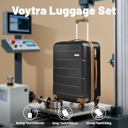 Luggage Set 3 Piece, Carry On Luggage 20 Inch 22x14x9 Airline Approved with Spinner Wheels & TSA Lock, Durable Lightweight ABS Hardside Suitcase Set for Travel (20/TB/DB Black) - color: Black, size: 3 Piece Set (20/DB/TB)
