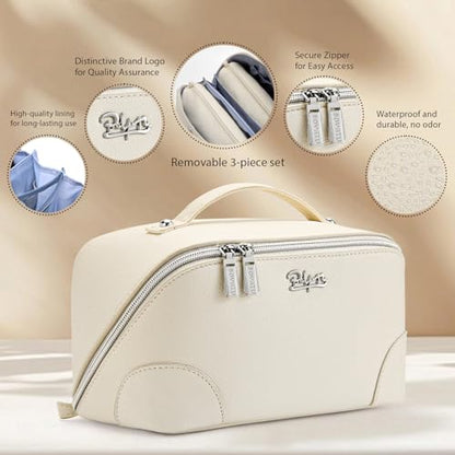 BOYATU Travel Makeup Bag Cosmetic Bags for Women: 3-Piece Makeup Bag Set - color: C-3-White