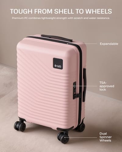 Coolife Luggage 3 Piece Set: Carry-On Suitcase, Duffel Bag, Toiletry Bag - color: Pink, size: 3-Piece Set (20''/Duffel/Toiletry Bag)