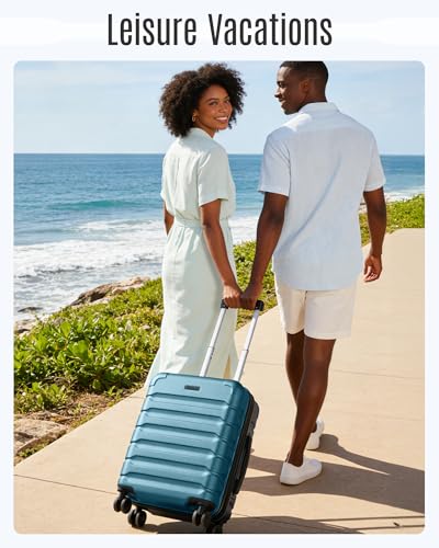 LIGHT FLIGHT Carry On Luggage 22x14x9 Suitcases with Wheels,Lilac Purple - color: Lilac Purple