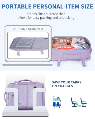 WANDF Personal Item Travel Bag 18x14x8, Carry On Laptop Backpack (Purple) - color: C-purple, size: 18x14x8