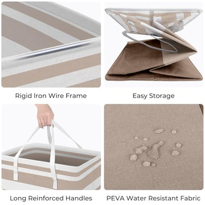 HomeHacks 2 Pack Large Laundry Baskets, Laundry Hampers Bags (Khaki 88Lx2) - color: Brown, size: 88L