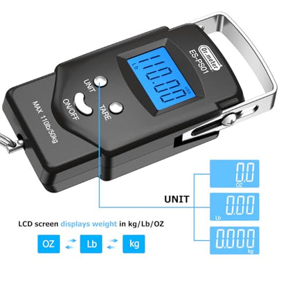 Dr.meter Fish Scale, 110 lb Digital Luggage Scale with Tape - color: Black