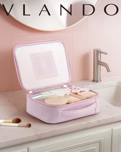 VLANDO Clear Travel Makeup Bag,Toiletry Bag for Women Girl,Pink - color: Large-Clear pink