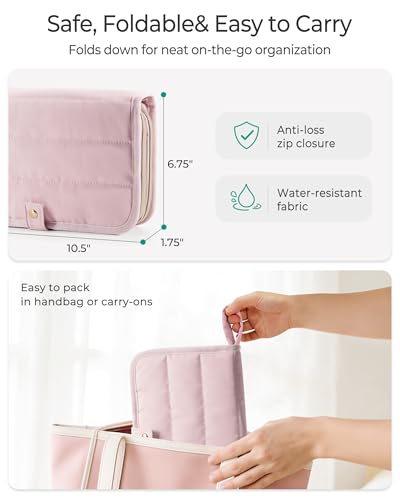 Marscamd Travel Jewelry Case Organizer, Foldable Jewelry Bag, Pink - color: Pink