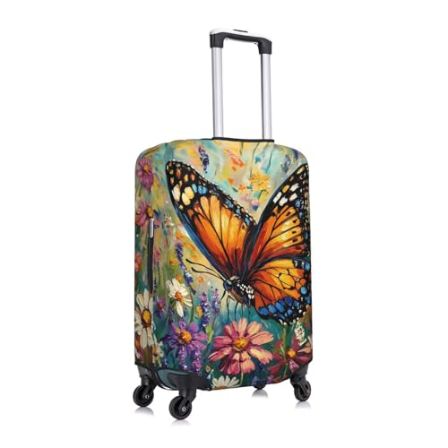 Travel Luggage Cover Butterfly Art, High Elasticity Washable Travel Baggage Protector Case Fits 22-24 in - color: Butterfly Art, size: 22-24 in