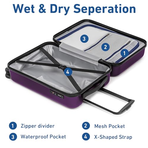 KYME Luggage Sets 2 Piece Hardshell Suitcase,Dark Purple,20"/24" - color: Dark Purple, size: 2Pcs Set(20"/24")