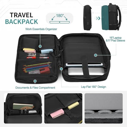 35L Expandable 2 in 1 Travel Backpack for 16 Inch Laptop Black - color: Black