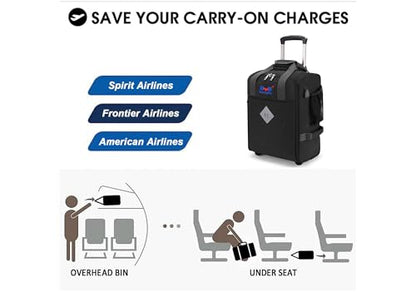 Boardingblue For Spirit Airlines 18x14x8 Inches Personal Item Under Seat Rolling Duffle Bag Luggage Suitable For Major Airlines Including AA and Frontier (Black) - color: Black