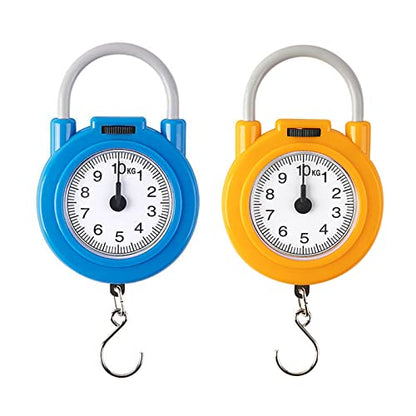 10kg Portable Mechanical Scale Hanging/Fish/Luggages/Kitchen Scale Hanging Hook Multi-Purpose for Household Travel Food - color: Yellow