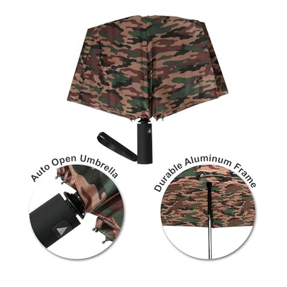 Nollia Compact Travel Umbrella with Auto Open – Windproof Folding Umbrella, Lightweight & Portable for Rain - color: Camo