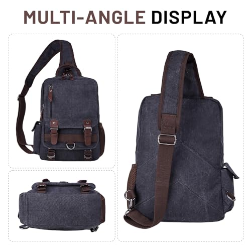mygreen Canvas Cross Body Messenger Bag Shoulder Sling Backpack Travel Rucksack - color: Black L