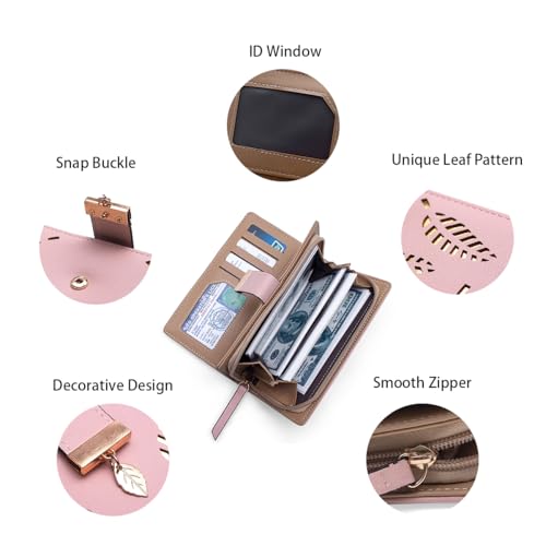 Small Wallet Women RFID Blocking Leather Bifold Wallet Credit Card Holder for Women Ladies Compact Wallet Mini Purse With Zipper Pocket (Blue)