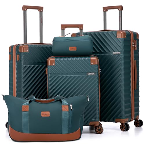 Cosbarn Luggage Sets 5 Pcs Suitcases with Wheels, 20"/24"/28",DarkGreen - color: DarkGreen, size: 5 Piece Sets (20/24/28/Db/Tb)