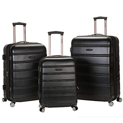 Rockland Melbourne Hardside 3 Piece Expandable Spinner Wheel Luggage Set, (20"/24"/28"), Black - color: Black, size: 3 Piece (20"/24"/28")