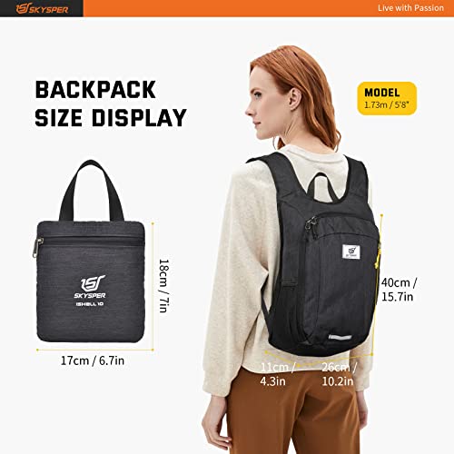 SKYSPER 스몰 데이팩 10L 하이킹 백팩 휴대용 경량 여행용 데이 팩 여성 남성용 - color: 블랙., size: 2-10L