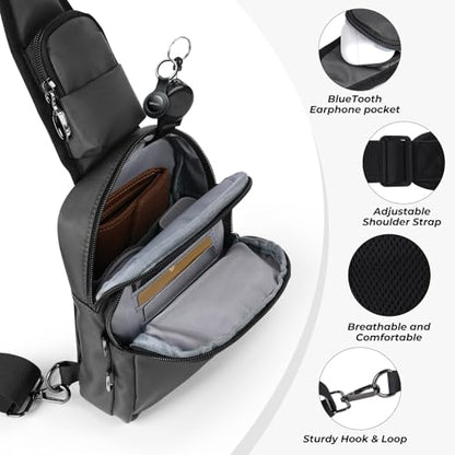 Anti-Theft Crossbody Sling Bag, RFID Blocking, Zipper Lock, Small - color: Grey