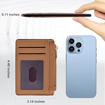 Tipmile Womens Credit Card Holder Wallet, Small Slim RFID Blocking Sleeve - color: Brown