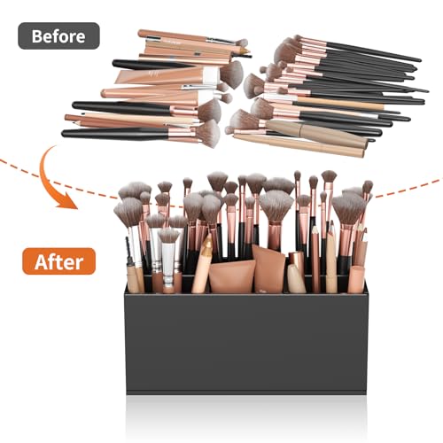 HIIMIEI Black Makeup Brush Holder Organizer - color: Black