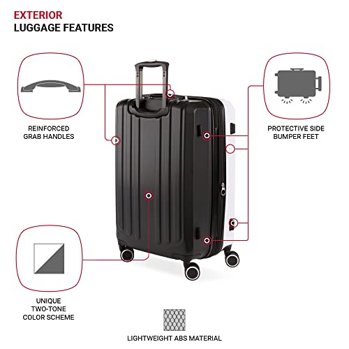 SwissGear 8028 Hardside Expandable Spinner Luggage, Black/White, Checked-Large 28-Inch - color: Black/White, size: Checked-Large 28-Inch