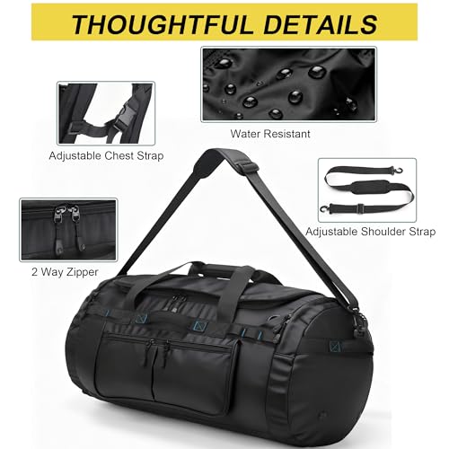 Large Duffle Backpack for Men, 45L/60L/90L Water Resistant Duffel Bag - size: 90L