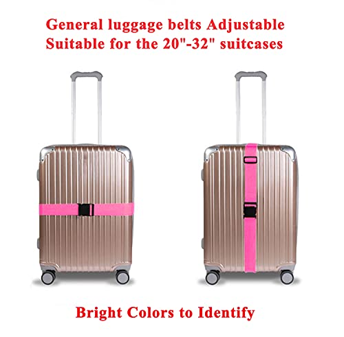 2 Pack Suitcase Belts, Adjustable Luggage Straps, Bright Colors Travel Packing Straps with Quick Release Buckle (Pink) - color: Pink