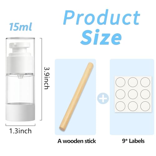 Clear Airless Pump Bottles, Vacuum Travel Cosmetic Containers - size: 15ml (3pack)