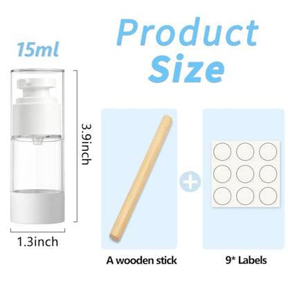 Clear Airless Pump Bottles, Vacuum Travel Cosmetic Containers - size: 15ml (3pack)