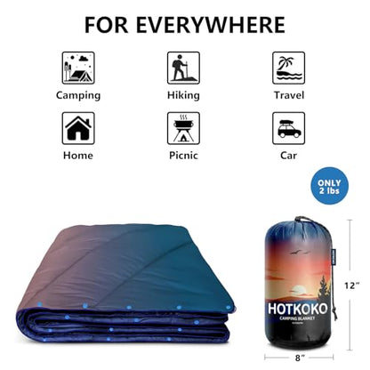 Puffy Camping Blanket,Large Camp Blanket Outdoor Camping Quilt Waterproof - color: Sky Birds, size: 52x75"