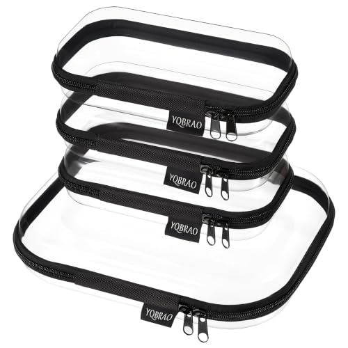 YQBRAO 4-Piece Clear Hard Shell Zipper Case Set, 1M 3S, Black - color: Black, size: M+3S